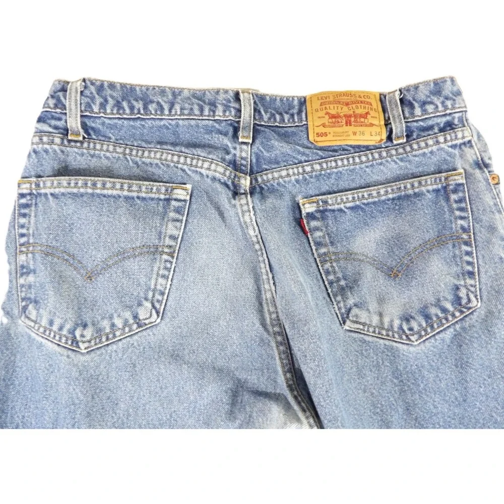 VTG Levis 505 Regular Fit Straight Leg Jeans Men 36x34 Medium Wash Denim Indigo